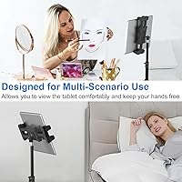 Vista 6 de Soporte de trípode para iPad, trípode ajustable de altura de 63 pulgadas para tableta, rotación de 360°, soporte para iPad mini/Air/Pro, teléfonos