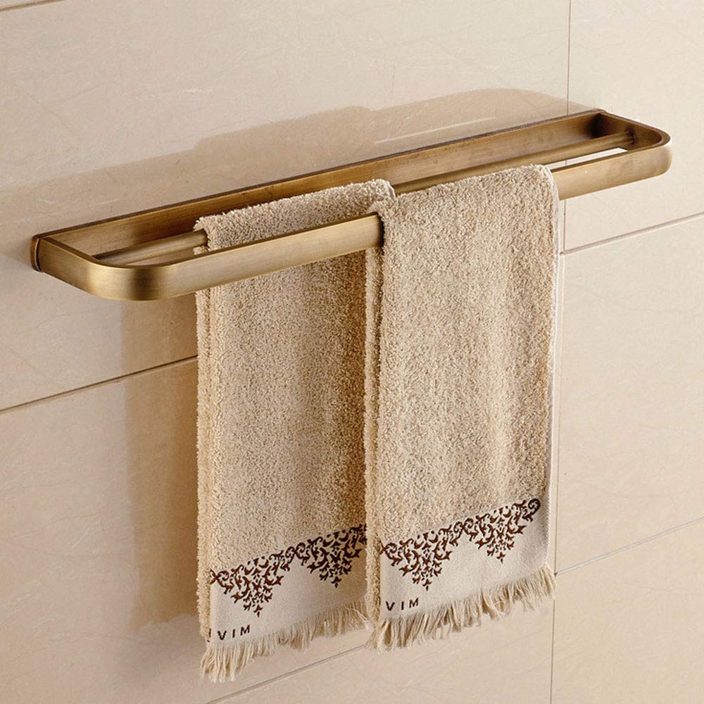 FGXHHS Brass Brushed Finish Towel Rail,Retro Bathroom Rack with Rust Proof Waterproof,Wall Mounted Screws Mounting Holder for Toilet Restaurant Hotel Kitchen,F (A)