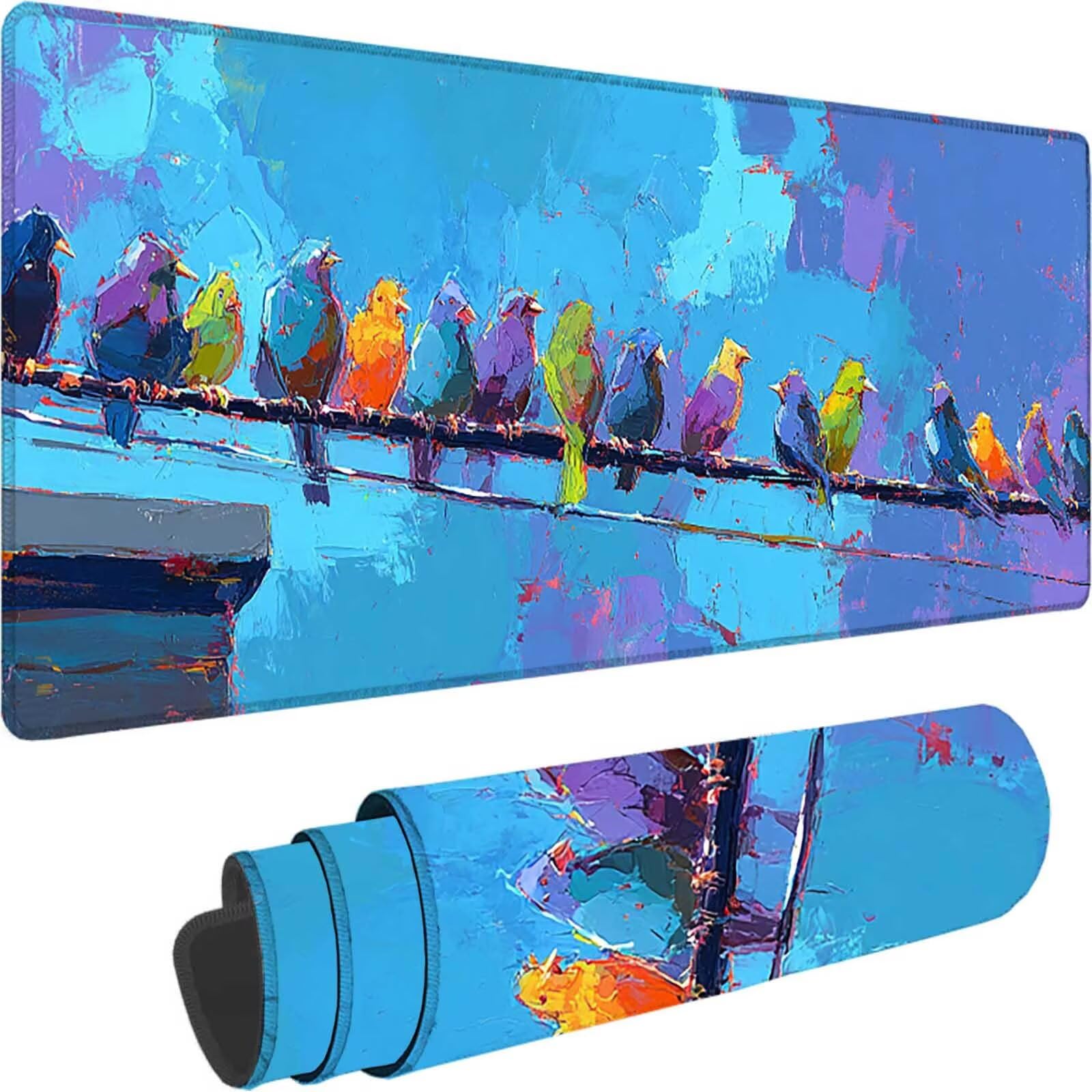 Podkładka pod mysz XXL 1500 x 800 x 3 mm, duża niebieska podkładka pod mysz do gier z motywem, mata pod mysz dla zwierząt na biurko do gier na PC, MacBook, laptop, poprawia dokładność i szybkość dla