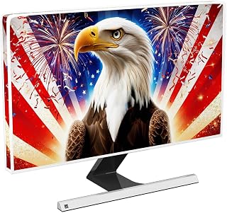 American Flag Eagle Computer Monitor Dust Cover 22, 23, 24, 25 Inch Firework Independence Day Memorial Day Fourth of July Monitor Computer Cover for Home Office Computer LCD/LED/HD Decoration