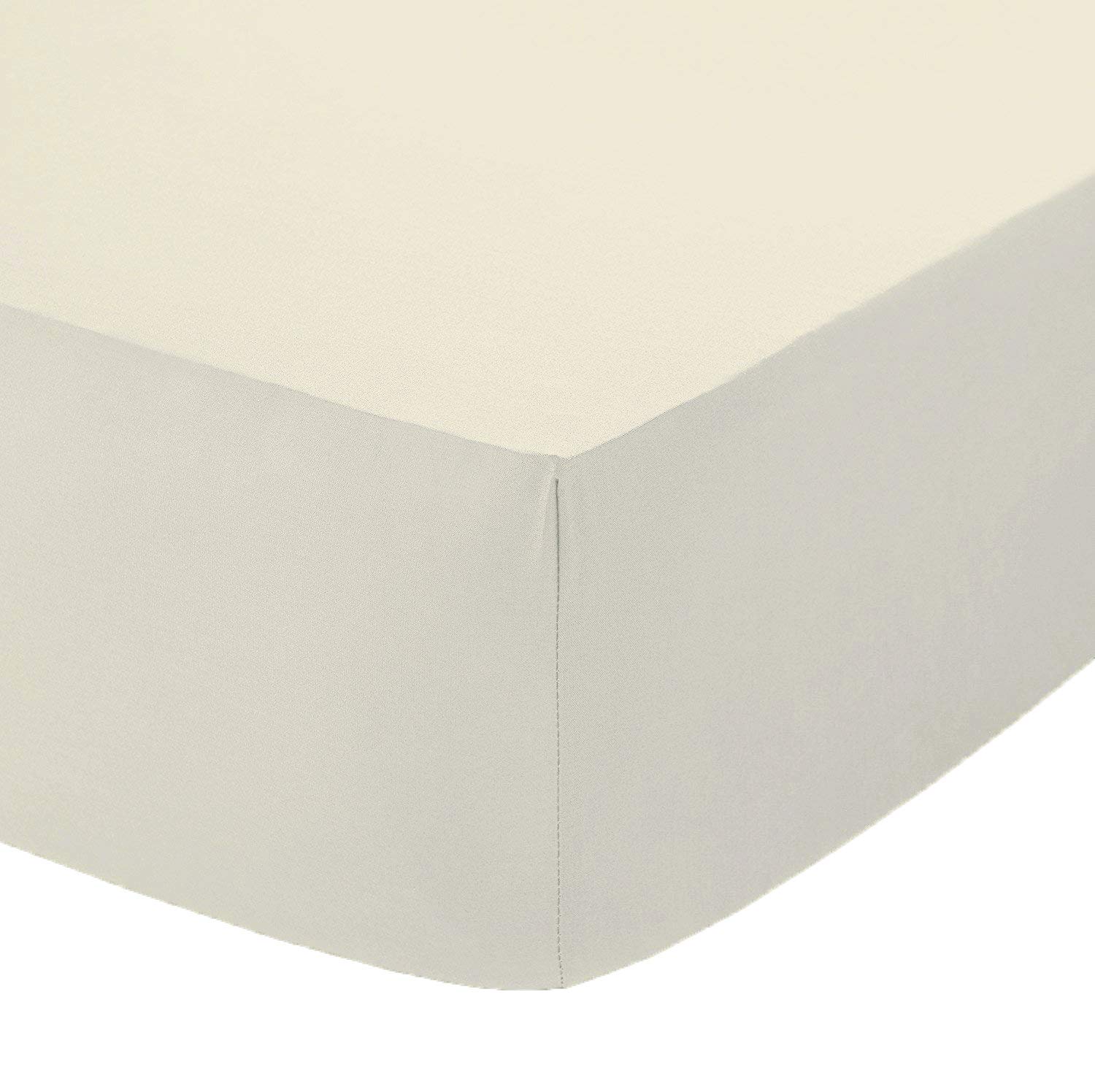 Amigozone Cream Plain Pollycotton Small Double Fitted Sheet 4Ft Fitted Sheet (4Ft Fitted Sheet, )