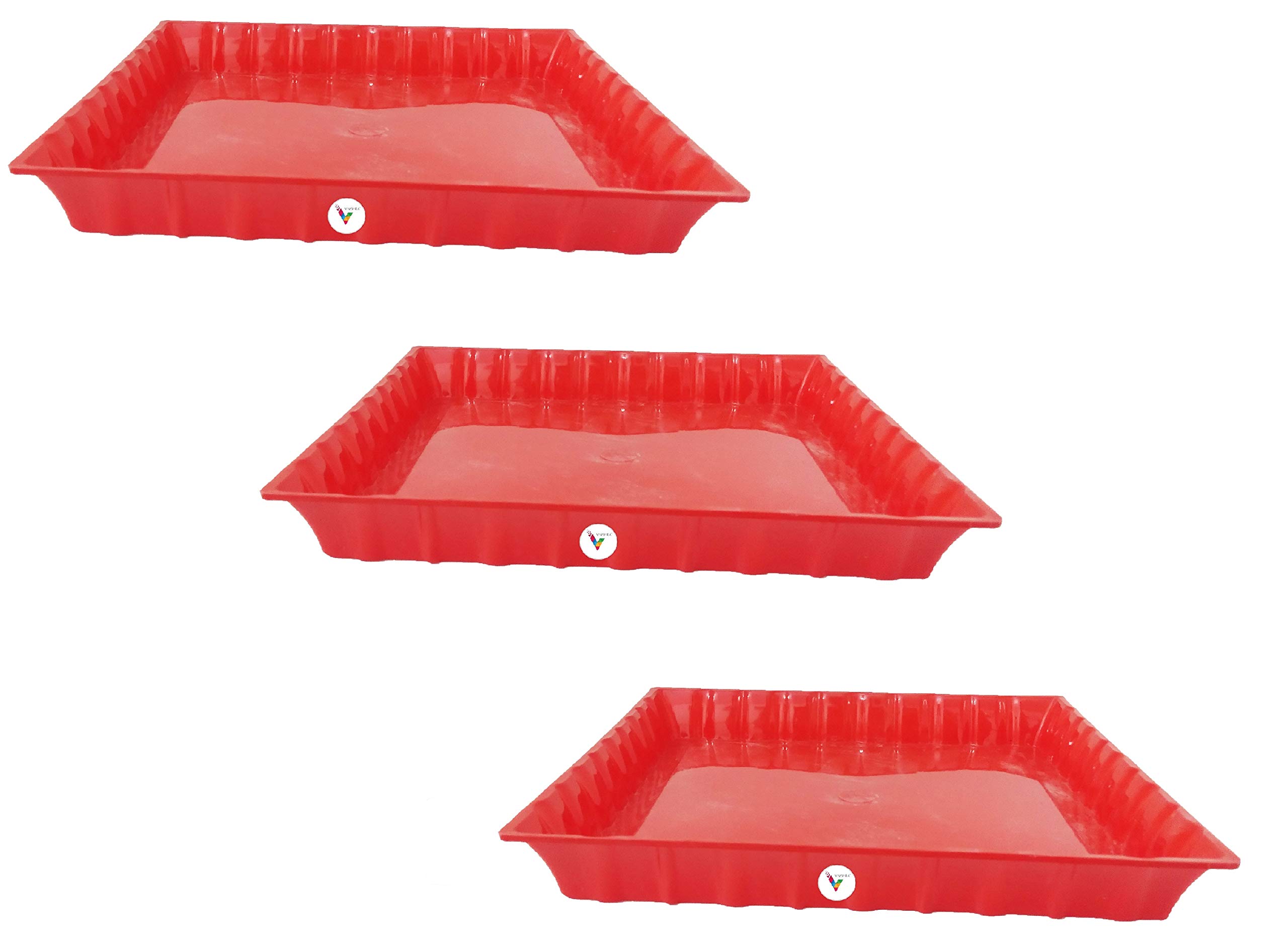 Vinshra UV Treated Red Square 10 Inch Bottom Tray/Plate Suitable For 10 inch Square Plastic Pot - Set of 3 | Heavy Duty Highly Durable Plant saucer Gamla for Indoor Home Decor & Outdoor Balcony Garden (B08JZ8Q4KR) Amazon Price History, Amazon Price Tracker