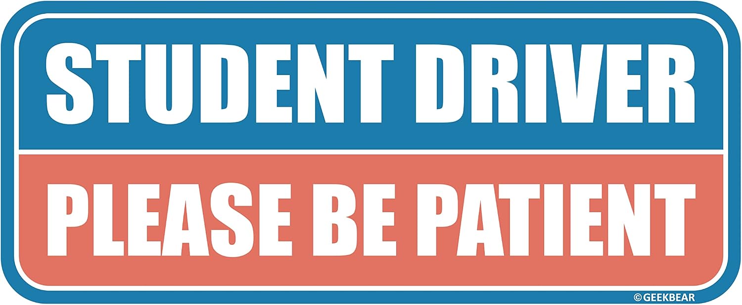 GEEKBEAR Student Driver Magnet for Car, Rectangular (Blue/Salmon)