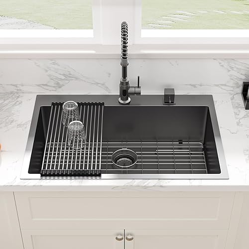 Miniatura 75 de Sarlai Fregadero de lavandería de 22 pulgadas de profundidad, fregadero de lavandería de 12 pulgadas de profundidad, fregadero de cocina de acero