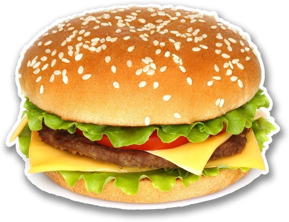 2 x 10cm/100mm Cheeseburger Burger Window Cling Sticker Car Van Campervan Glass #6290