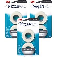 Nexcare Gentle Medical Paper Tape, Secures Dressings and Lifts Away Gently, 1 in x 10 Yds, 3-Pack 6 Rolls