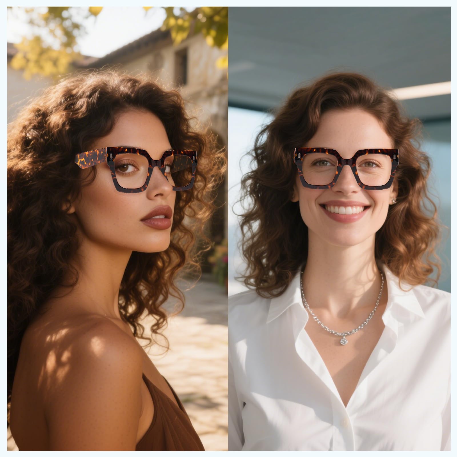 Lunettes de lecture surdimensionnée à monture carrée pour femmes, mode lumettes de lecture anti-lumière bleue de grande taille, loupe de lecture pour ordinateur de grande taille