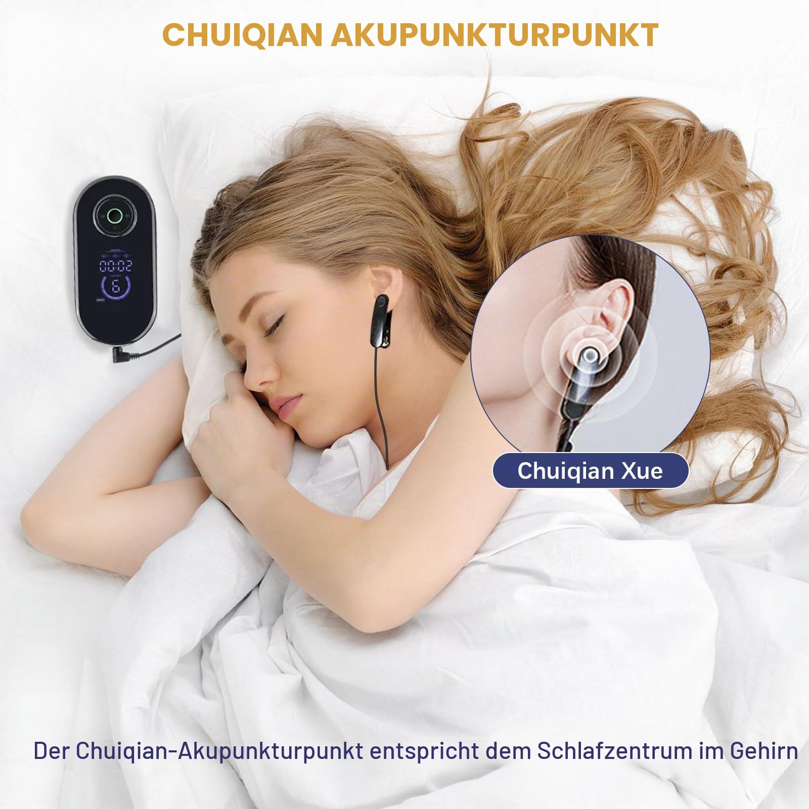 Vagusnervstimulation Ohrclips Schlafhilfegerät für Erwachsene Angstzustände Migräne Schwindel Tiefschlaf USB-Aufladung