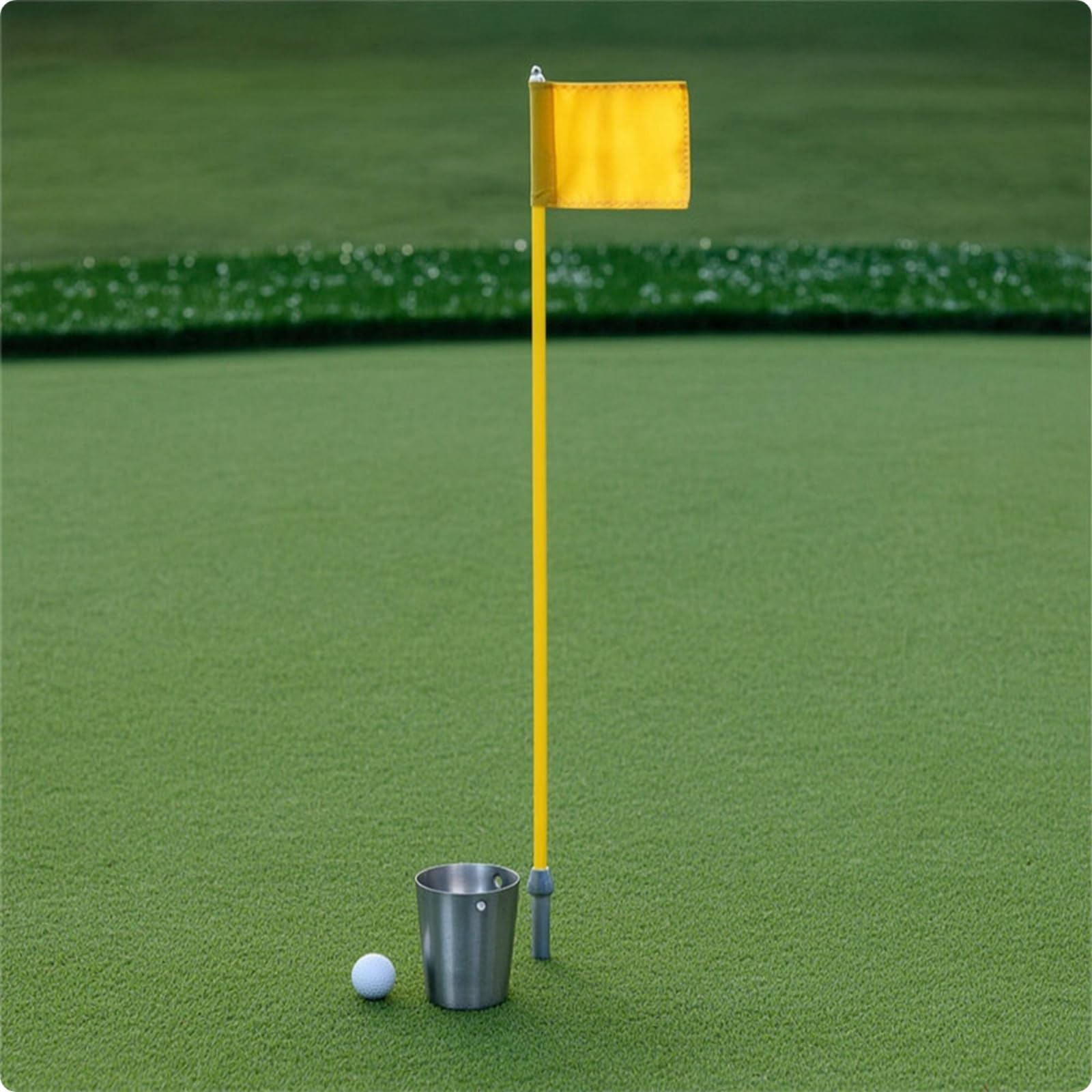 Golf-Flaggenstange mit Edelstahlbecher rostgeschützt Golf-Fahnenstange mit Lochbecher kompakt Golfzubehör für Garten, Weiß, 85cm Weißer Schaft, Weiße Flagge, Edelstahl-Lochbecher