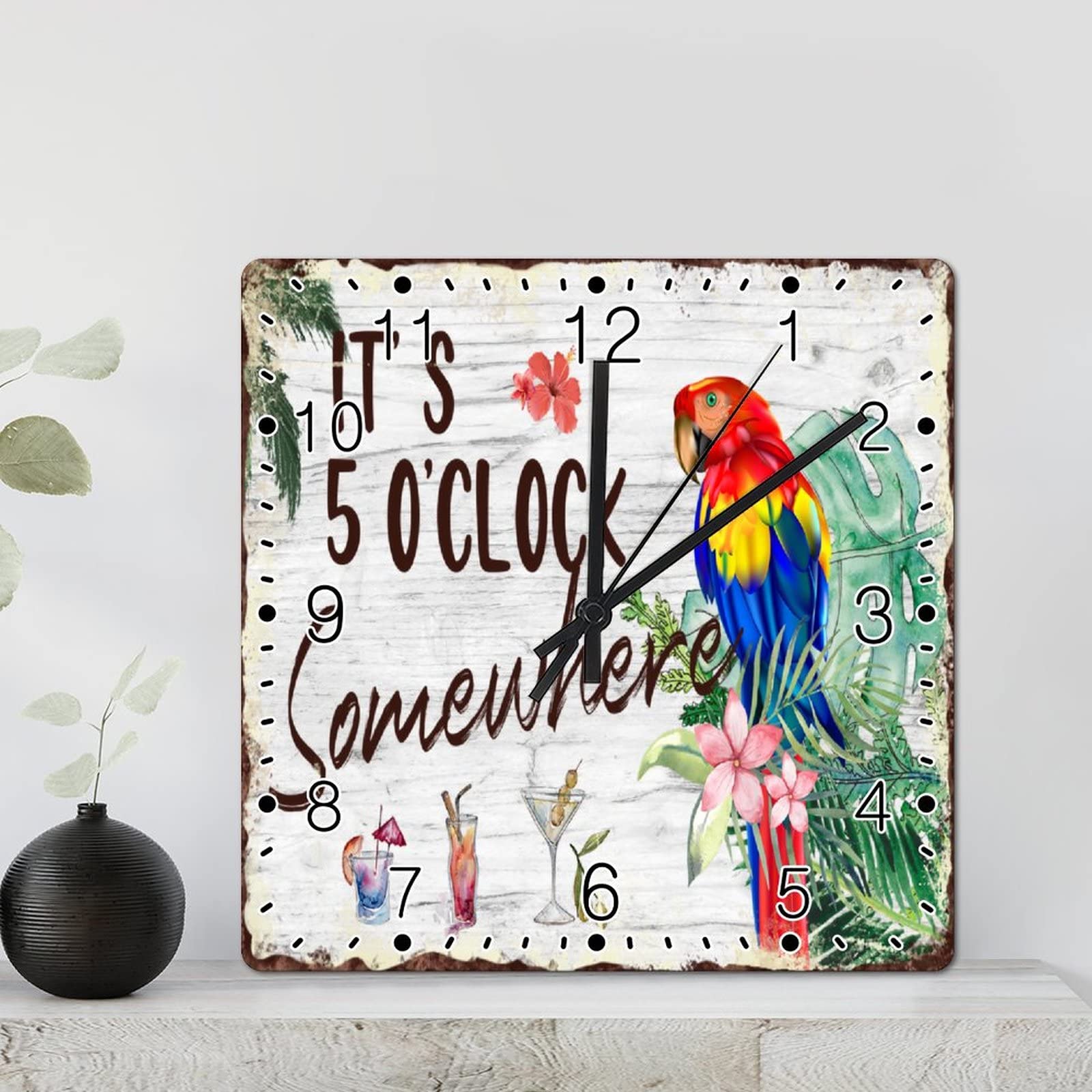 Horloge aquarelle florale silencieuse cuisine à pile