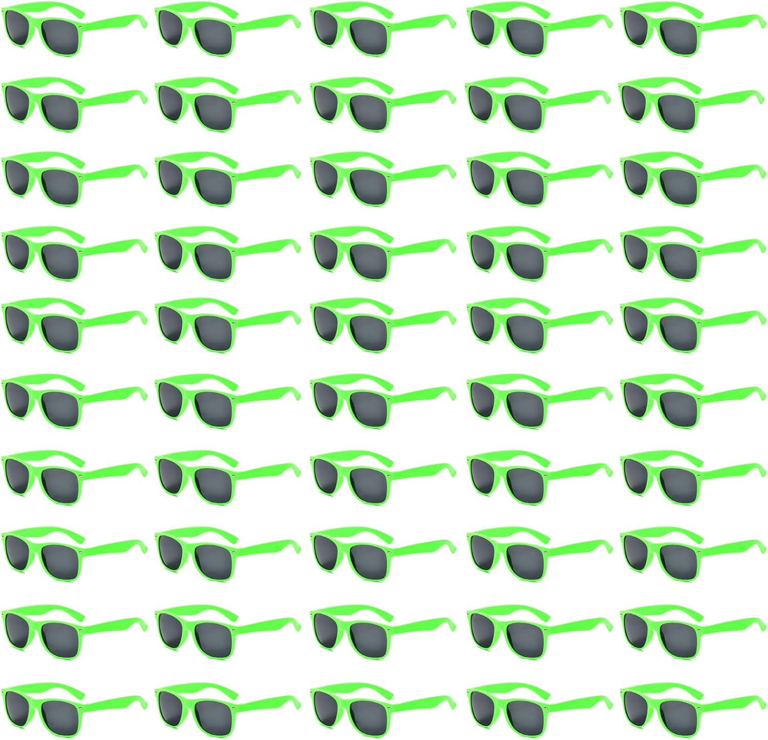 QYVEWY 50/100 Pack Bulk Sunglasses for Adult Retro 70s 90s Cheap Glasses UV400 Protection (50Green)