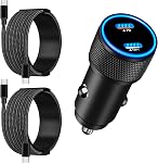 [Apple MFi Certified] iPhone 17 Car Charger, Linocell 90W USB C Car Charger Dual PD Power Cigarette Lighter Adapter with 2Pack Type C Braided Cable for iPhone 17/17 Pro Max/16/15/Galaxy S26/S25/Pixel