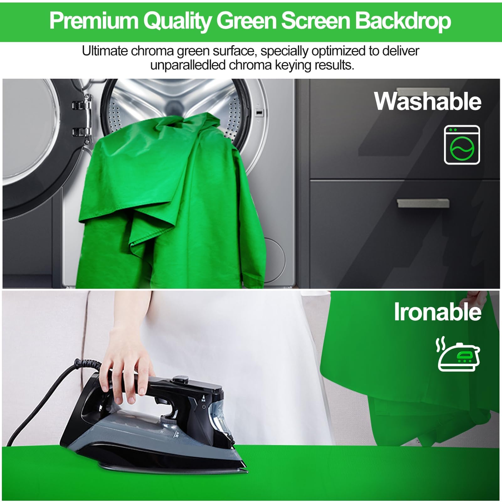 Heysliy Grüner Bildschirm Hintergrund Mit Ständer, 2 X 2 M, 1,5 X 2 M, GreenScreen Fotografie Hintergrund Kit Fuer Gaming Fotostudio Stream Chroma Key