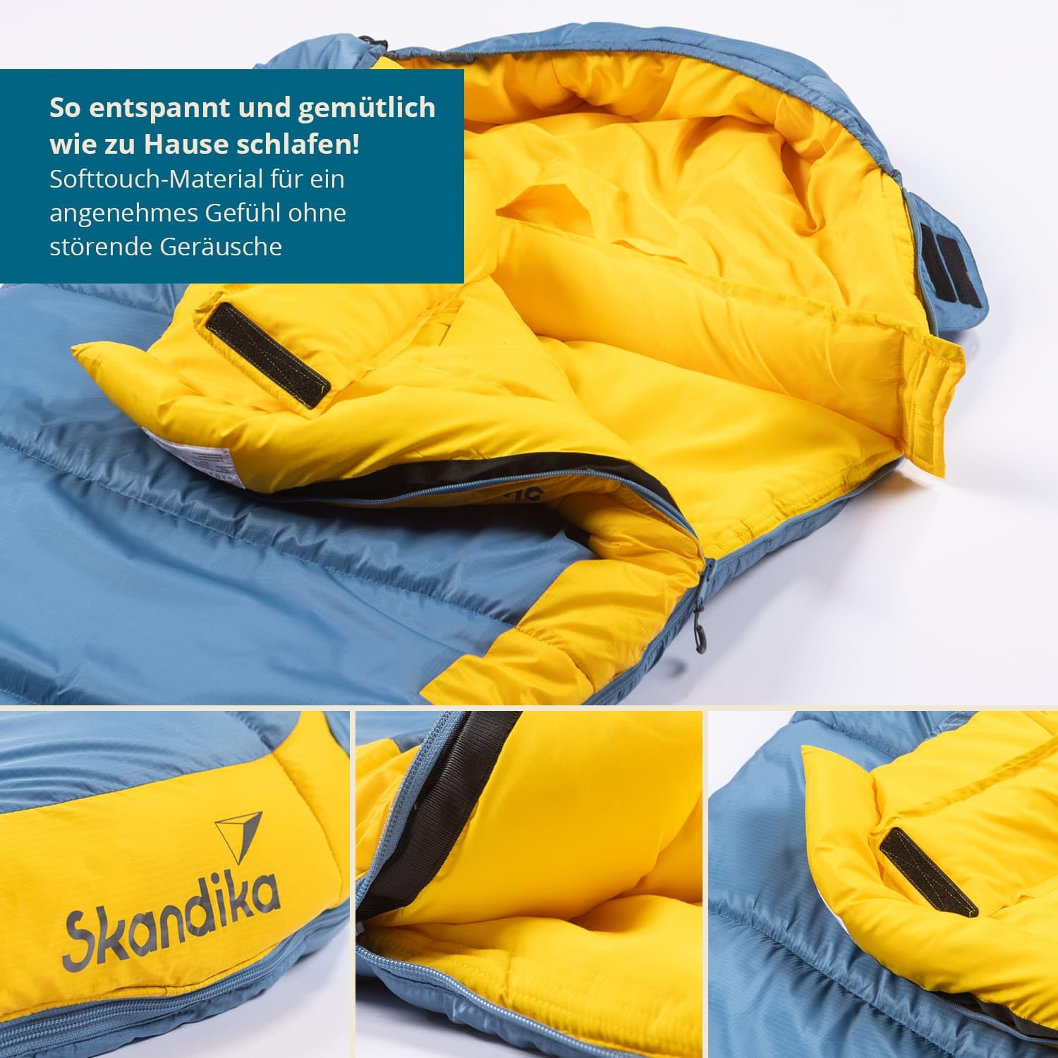 Skandika Schlafsack Gjora | Mumienschlafsack für Junior/Erwachsene/Kinder, 3-4 Jahreszeiten, Nylon-Ripstop, kompakt, wasserabweisend, Packsack | Outdoor, Camping, Wandern, Winter