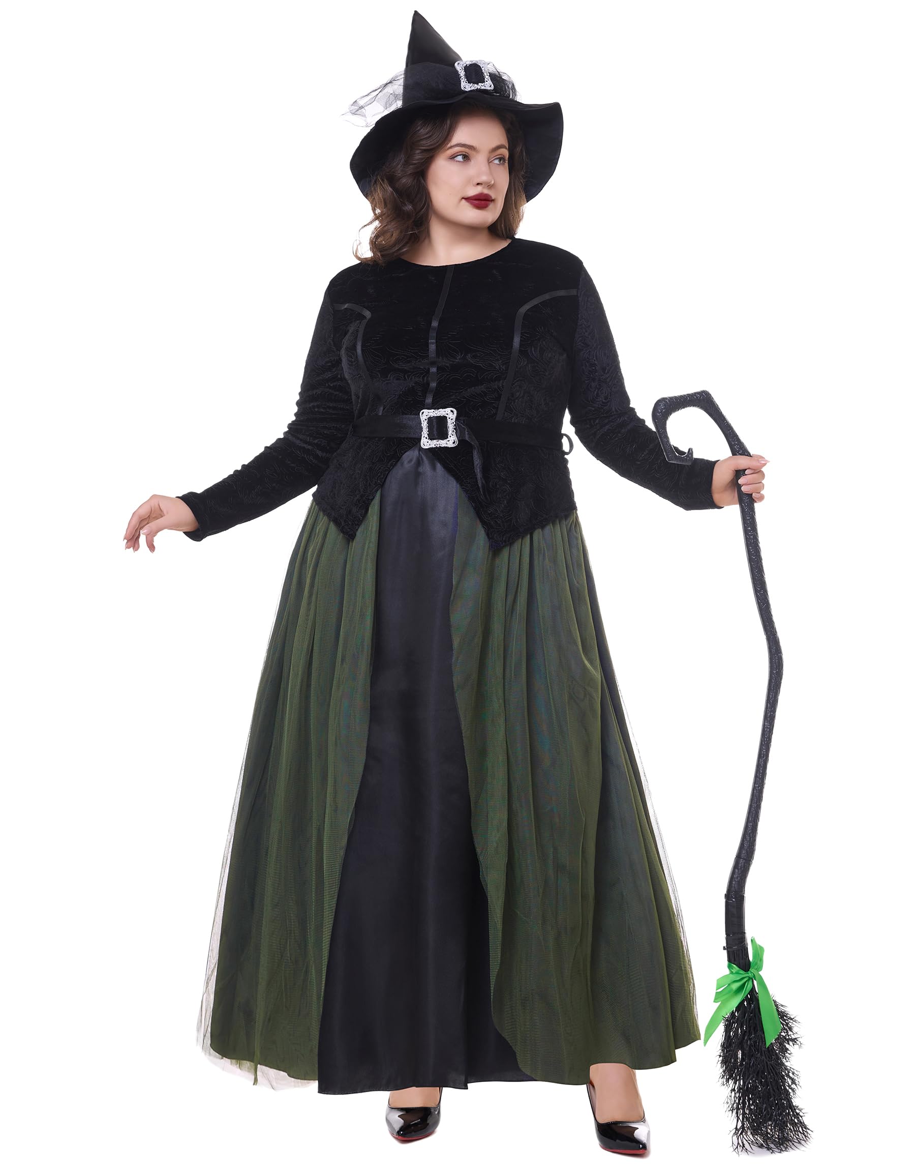 Funna Witch Costume for Women Halloween Dress up Cosplay with Hat