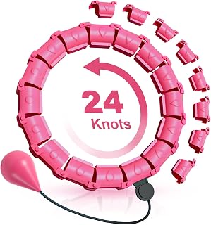 Weighted Hula Hoop,Smart Hula Hoop with Weight Ball Detachable and Adjustable Fitness Hula Hoops 24 Knots with Auto Spinning Weighted Ball for Adults Kids Weight Loss/Exercise/Slimming-Pink