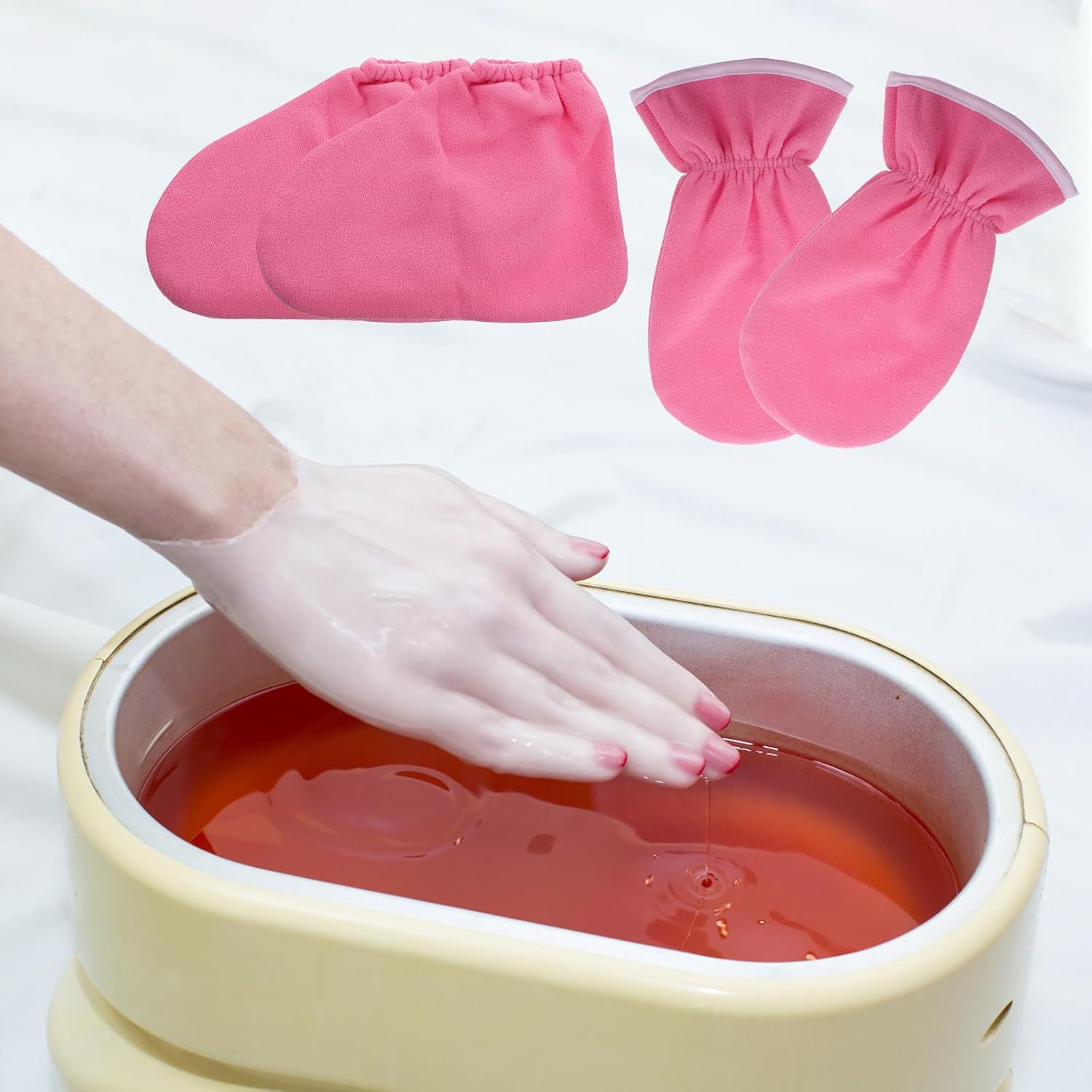 Paraffin Wax Booties Gloves Hand and Foot Covers Polyester Flannel Material Heated Socks for Skin Care