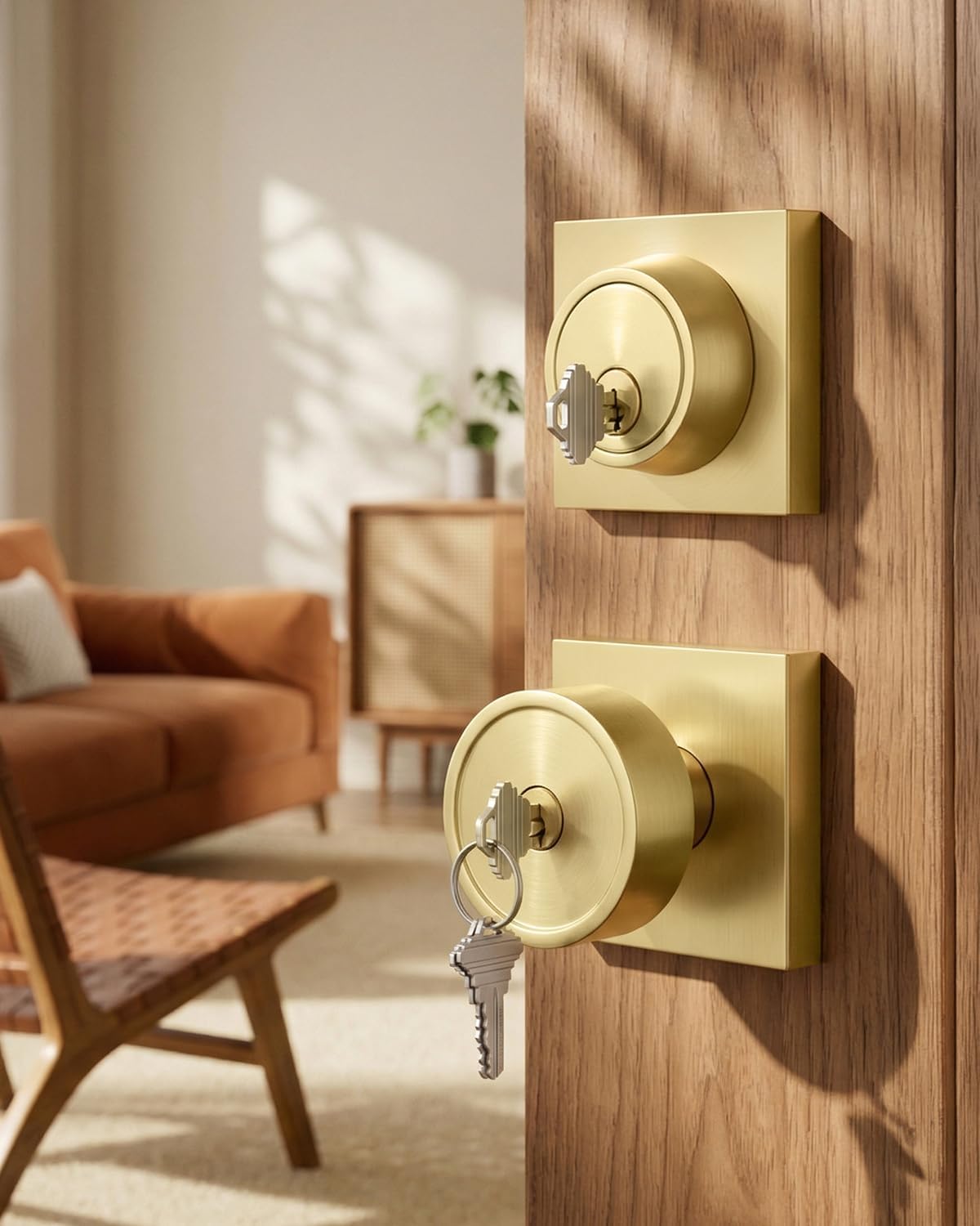 Haidms Gold Exterior Door Lock Set, Door Knob with Deadbolt Set, 1 Pack