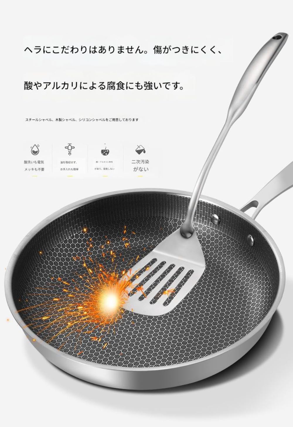 Amazon | BtcFu チタン合金 フライパン ステンレス ノンスティック 7