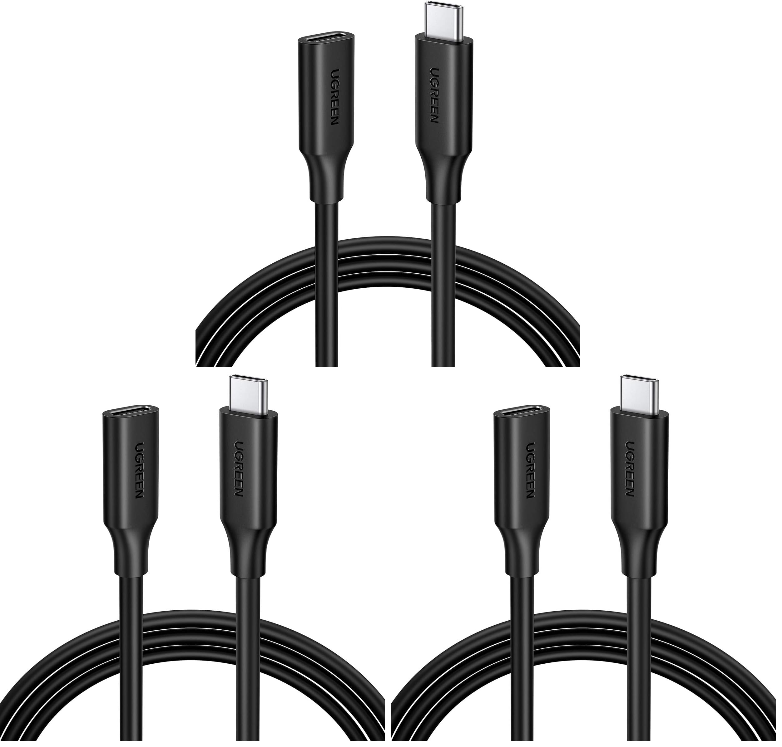 UGREEN USB Type C Extension Cable (10Gbps), USB 3.2 Type C Male to Female Fast Charging, Compatible with MacBook Pro iPad Pro Dell XPS Surface Switch DJI Mavic Dongle Hub,3FT (Pack of 3)