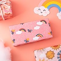 Vista 4 de RUSPEPA Rollos de papel de regalo de estraza – Mini rollo – para cumpleaños, baby shower, vacaciones – 17 pulgadas x 10 pies por rollo, total de 3