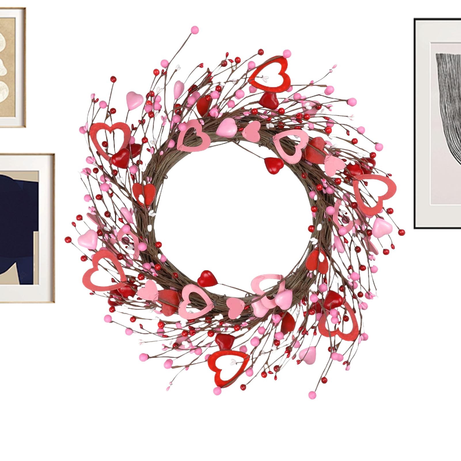 Couronnes de la Saint-Valentin haut de gamme de 40 cm avec panneau mural au cœur élégant