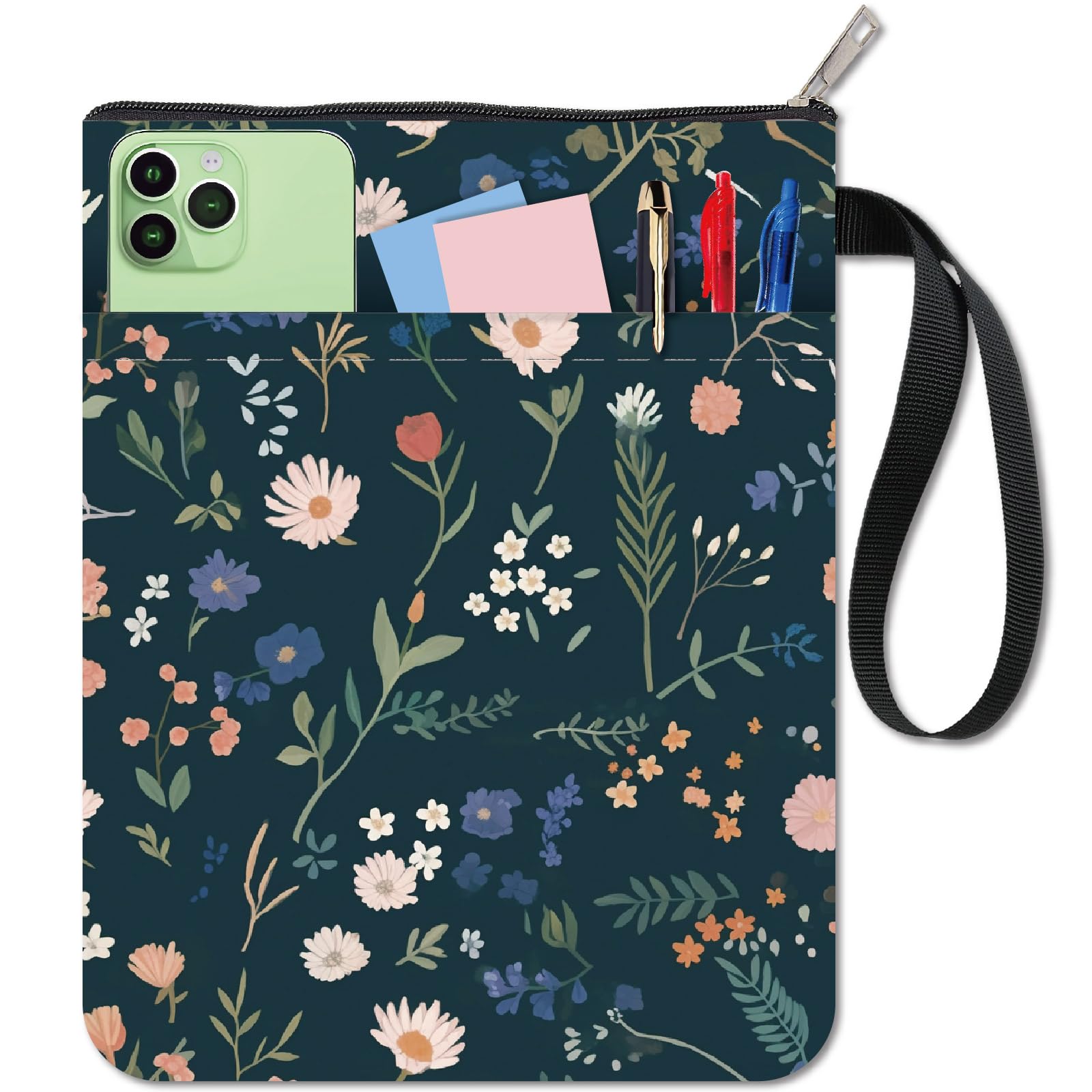 CRASPIRE Flower Book Covers Plant Book Sleeve Book Protector for Paperbacks Washable Fabric Cloth Book Cover with Zipper and Extra Sleeve Pocket for Book Lovers Classmate Gifts
