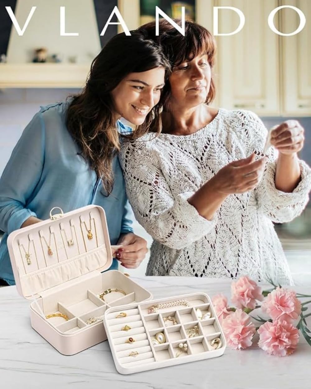 AOBOPO鍵付きジュエリーポーチ 女性用ケース アクセサリー収納ボックス ネックレスイヤリングリングブレスレット専用オーガナイザー