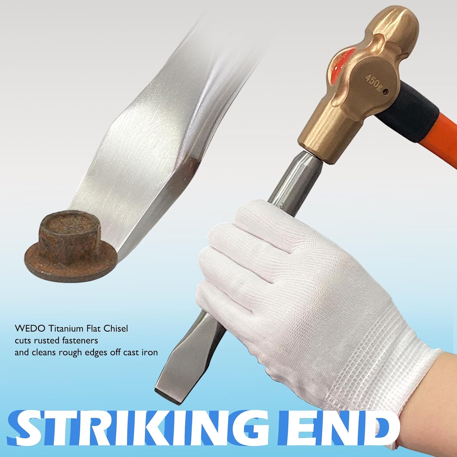 WEDO Cold Chisel,Titanium Flat Chisel,Blade 10mm,Wood Chisel,Length 120mm,Lightweight, Non-magnetic,Corrosion Resistant,One-time Die-forged,Apply in Aerospace,Marine,Petrochemical