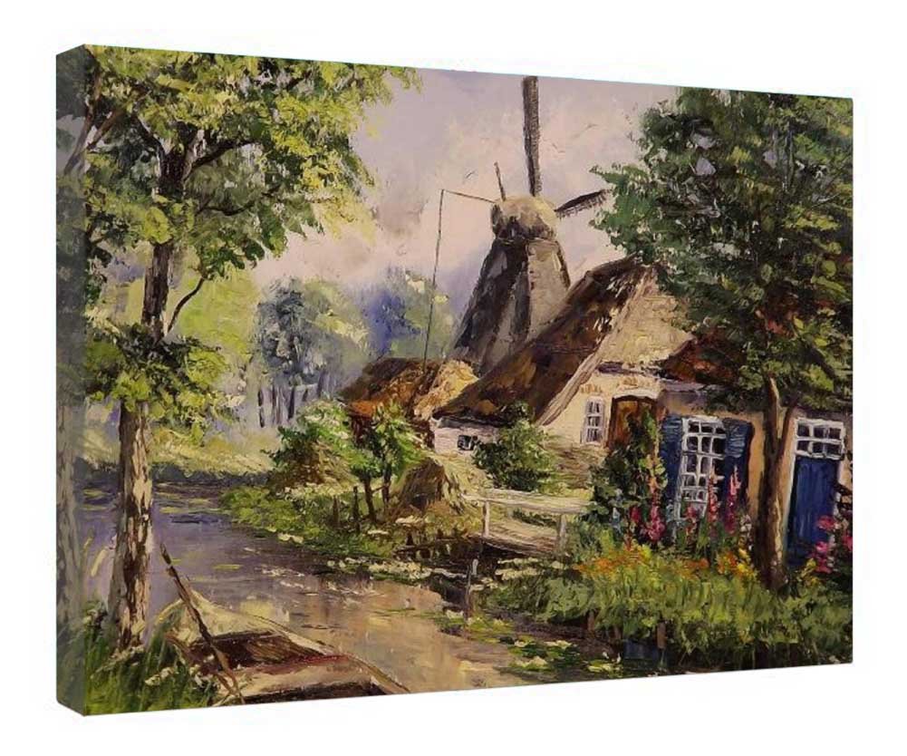 Impression sur toile décorative Village magique tableau mural bois pour salon