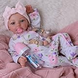 18-Inch Reborn Baby Doll Girl – Realistic Lifelike Bebe Reborn de Silicona with Bunny Outfit, Magnetic Pacifier, Bottle, Diaper & Birth Certificate, Real Life Baby Dolls Gift for Kids