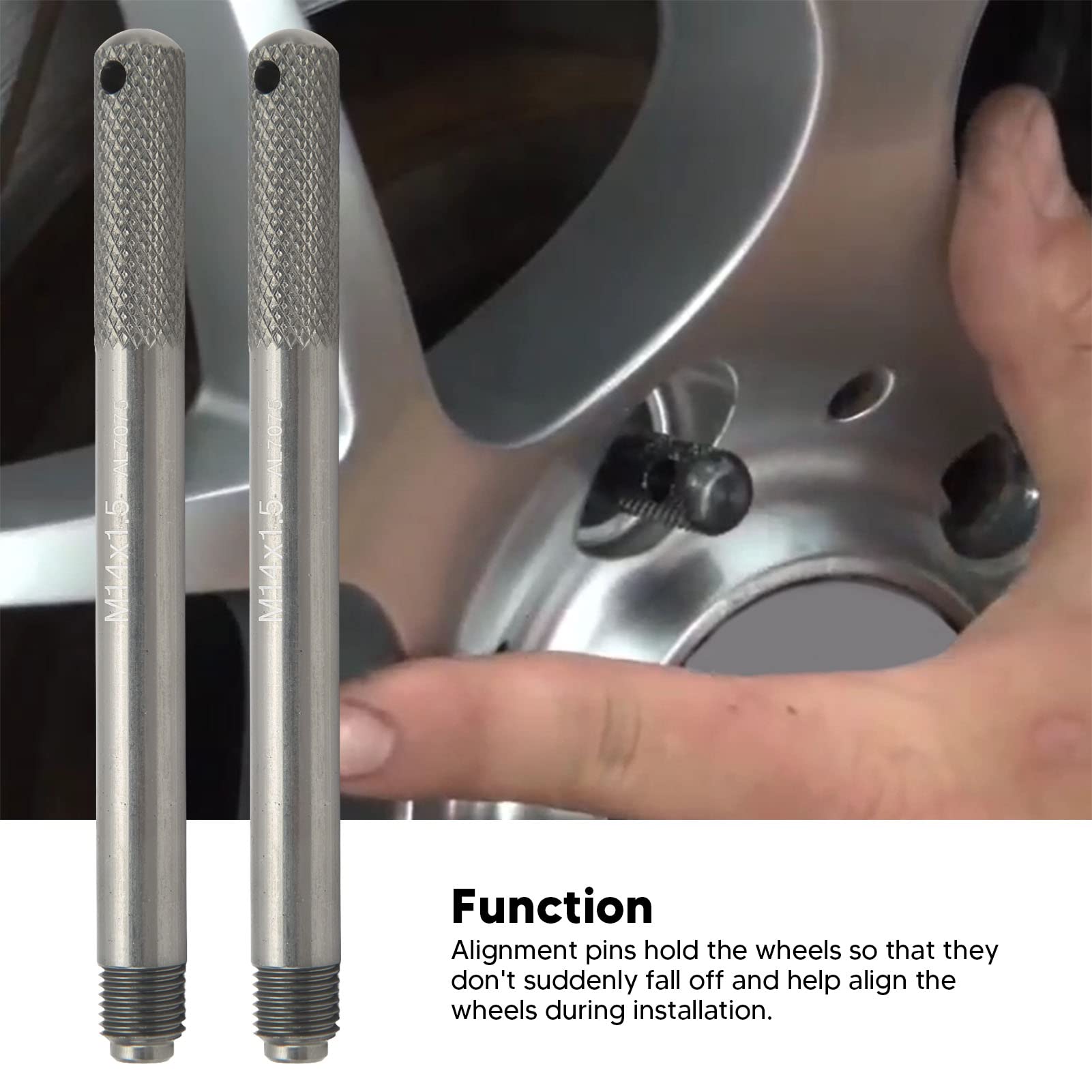 M14 x 1,25 - Wielwisselhouder - Roestvrij stalen wieluitlijning gereedschap - Bandenpositioneringspen voor auto-onderdelen voor je voertuig (titanium