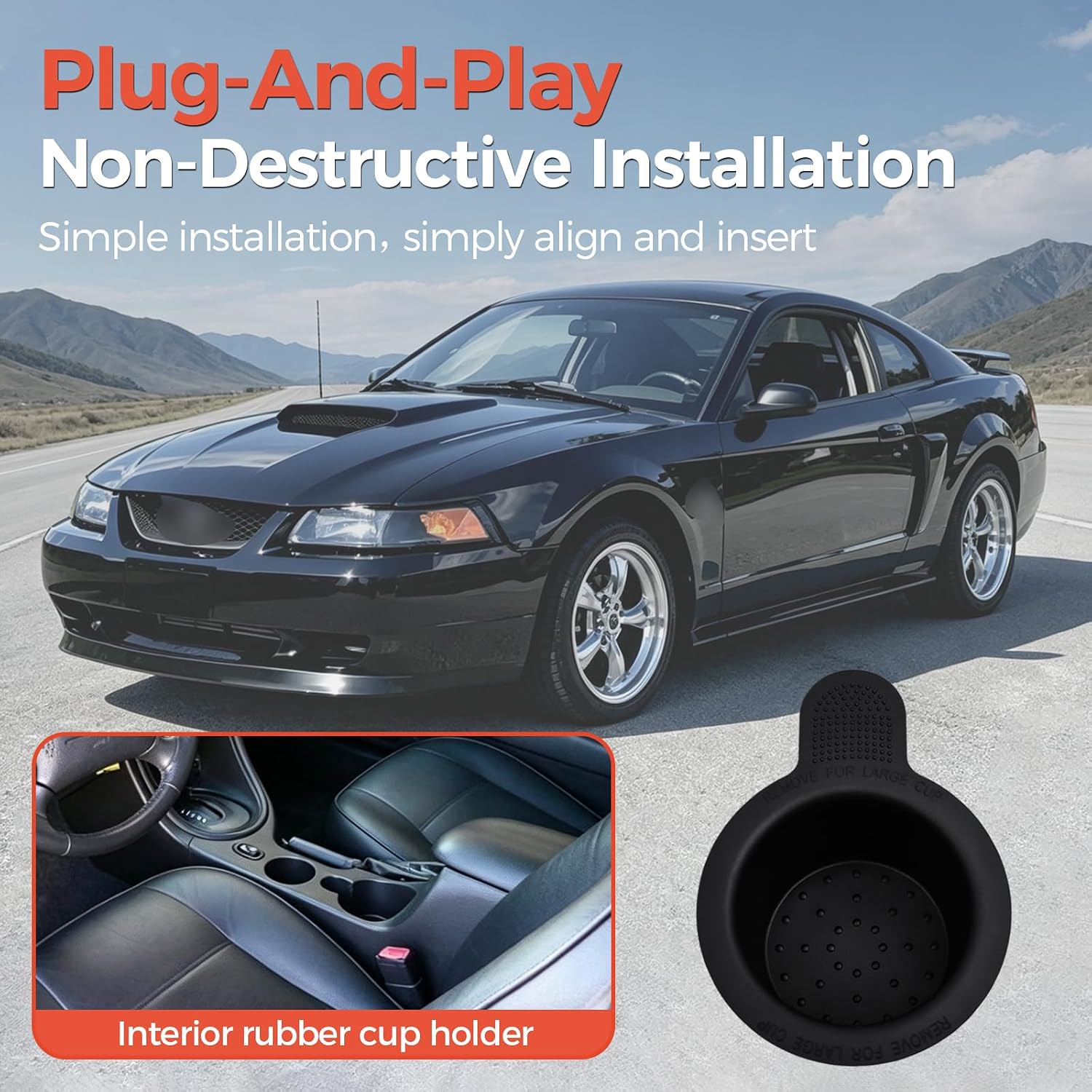 YL1X-7813560-ADW Cup Holder Rubber Insert Car Cup Holder Coaster Compatible with Ford F-150 Mustang Expedition 1997-2004 Front Centre Console Cup Holder