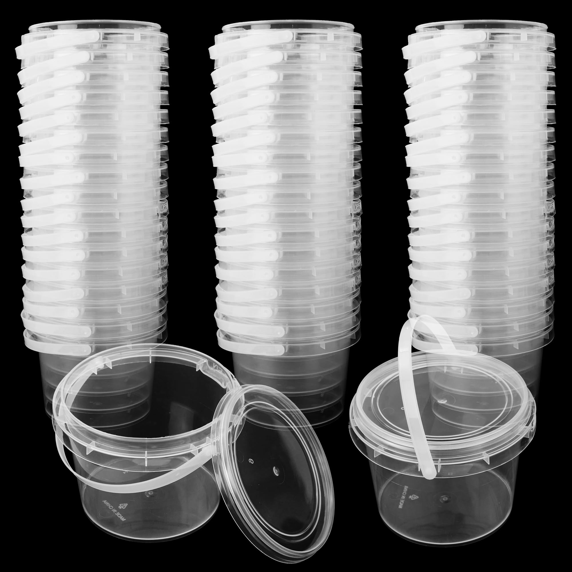 Photo 1 of 50 Pack 10 oz Slime Containers with Lids, 300ml Clear Plastic Mini Buckets with Lids, Empty Slime Storage Containers for DIY Craft, Playdough, Candy and Small Item Storage