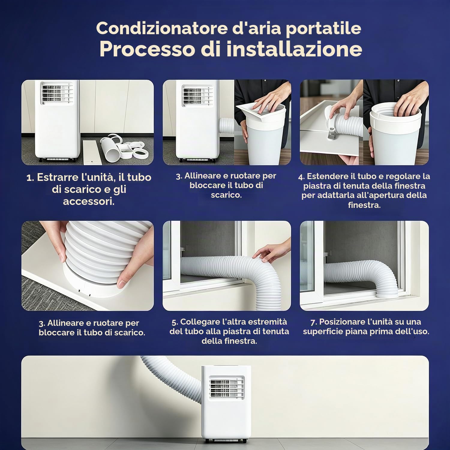 Condizionatore d'aria senza unità esterna, potente condizionatore d'aria da 14000 BTU, raffrescatore d'aria 4 in 1, condizionatore d'aria portatile a basso consumo energetico con telecomando 14000BUT
