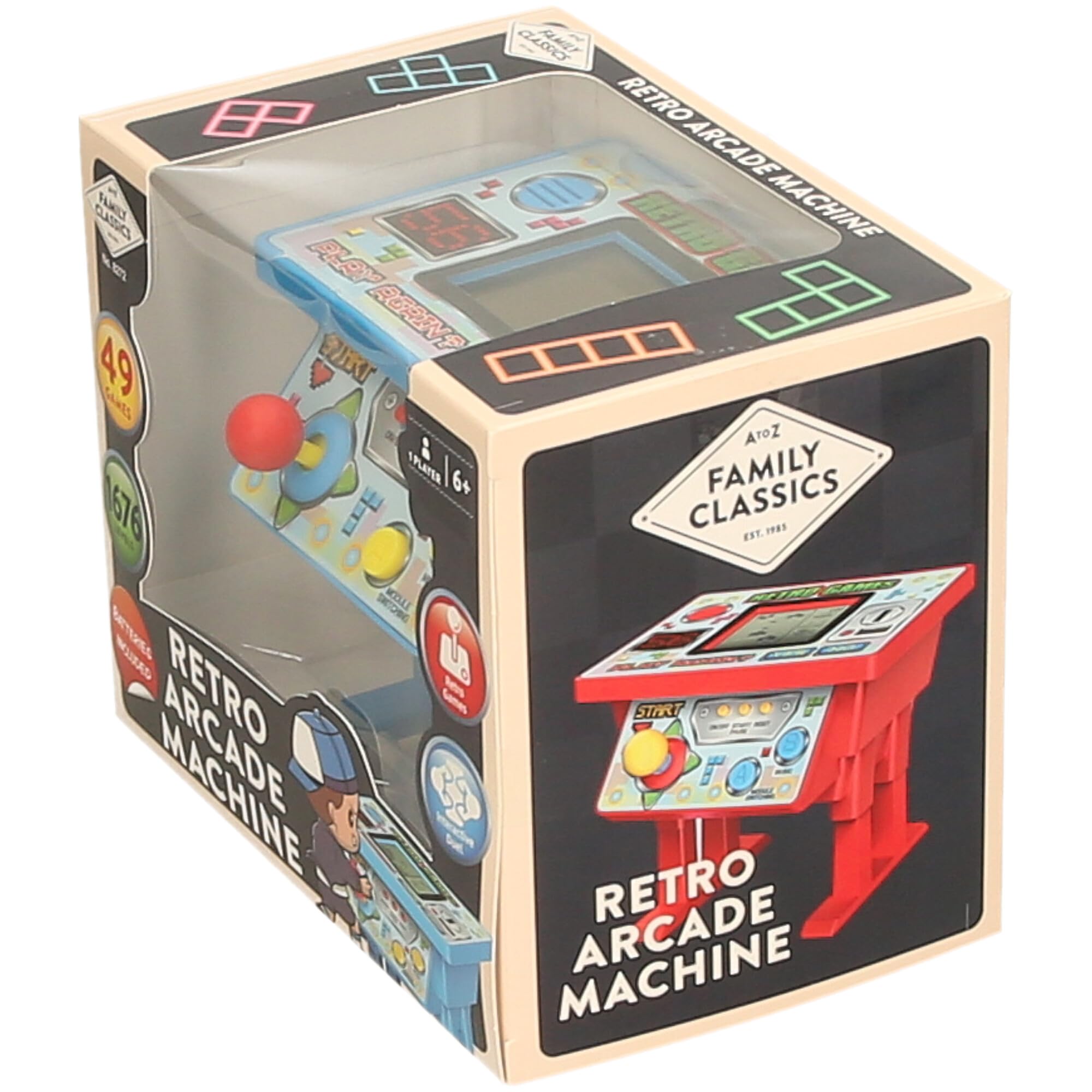 Retro Games Machine, 49 Games, 1676 Levels, Interactive Family Classic Gaming Console, Ages 6+, Blue - Yellow - Red - Image 4