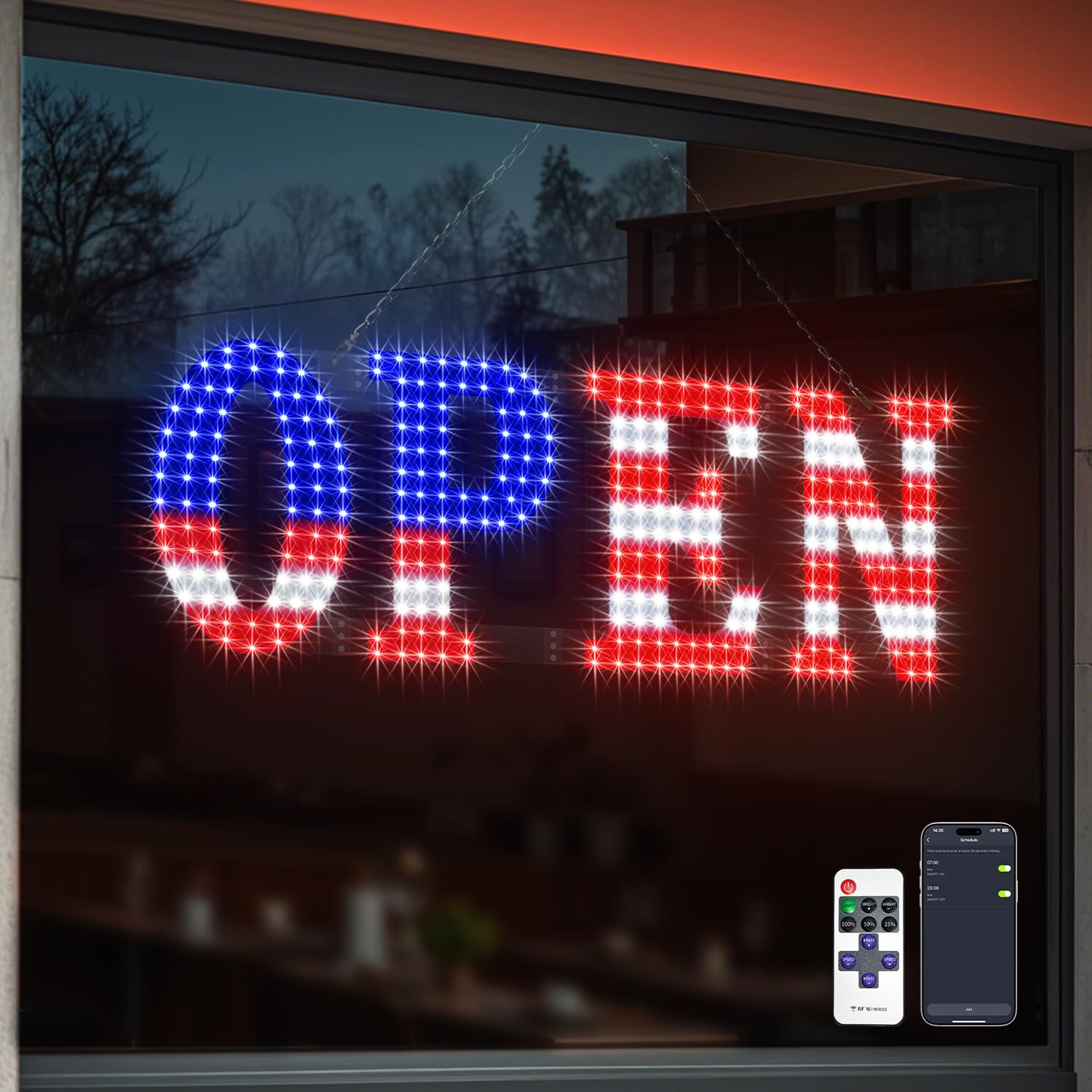 Open Sign for Business, 30"x10" Jumbo Open Sign with Timer and Remote Control, Dynamic Light Modes Led Signs for Storefront Window Bar Salon Cafes