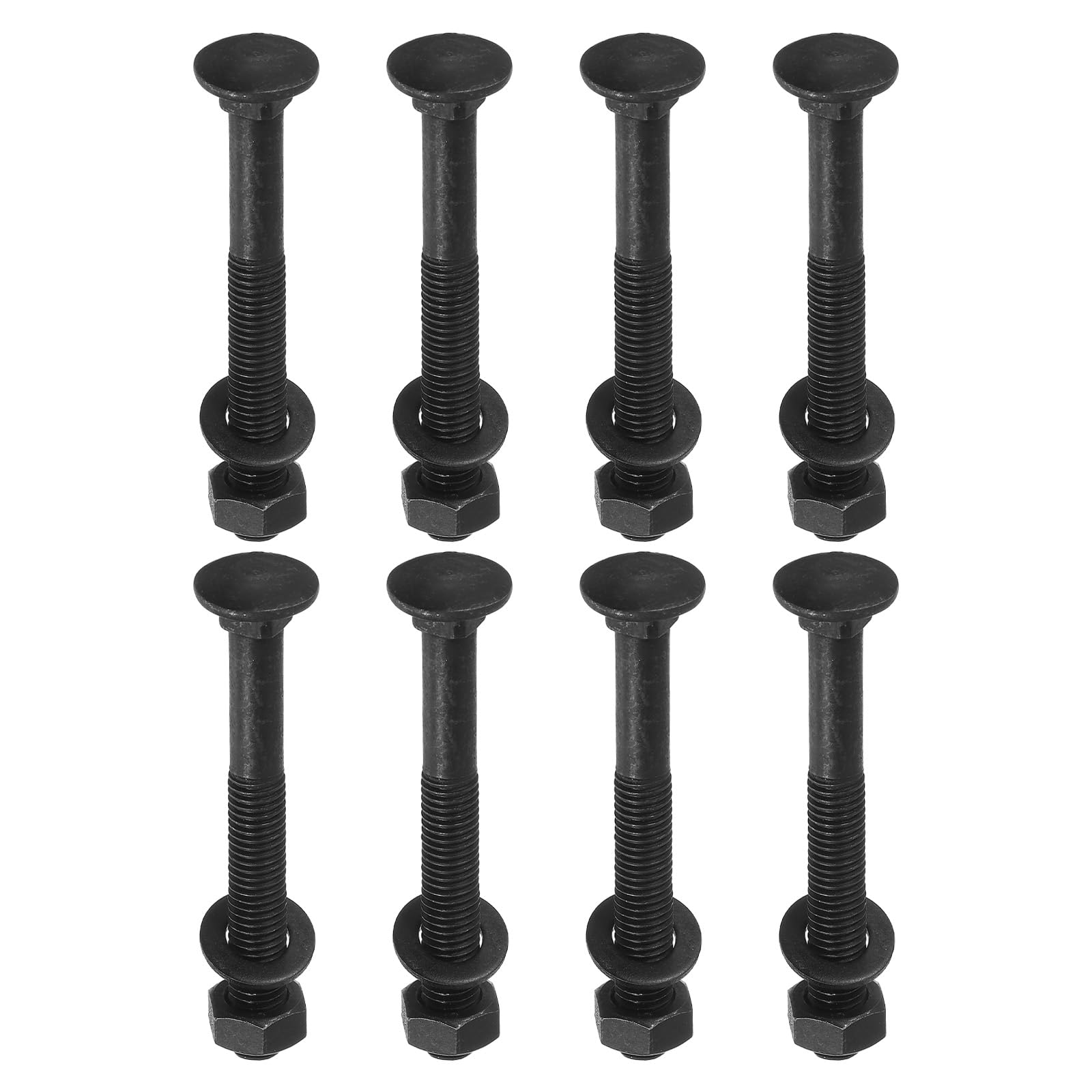 QUARKZMAN Kit Bullone Carrozza M10 x 85mm, 25 Set Viti Testa Rotonda Collo Quadrato, Set Viti Carrozza Include Rondelle e Dadi - Acciaio Carbonio Nero Ossidato per Fissaggio Accessori