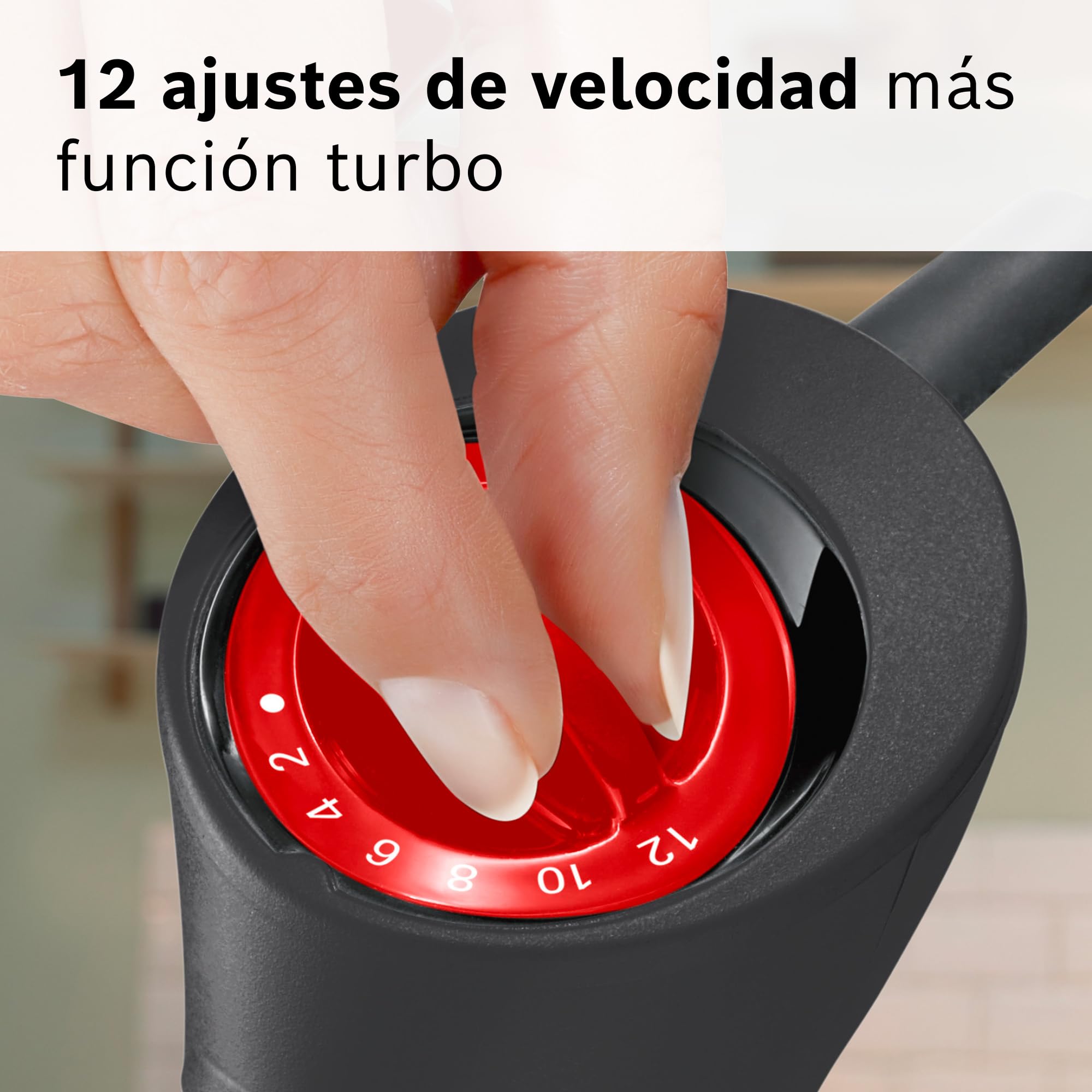 Bosch - Batidora de mano, ErgoMixx, motor de 1000 W, 12 velocidades y función turbo, vaso, negro, MS6CB6110