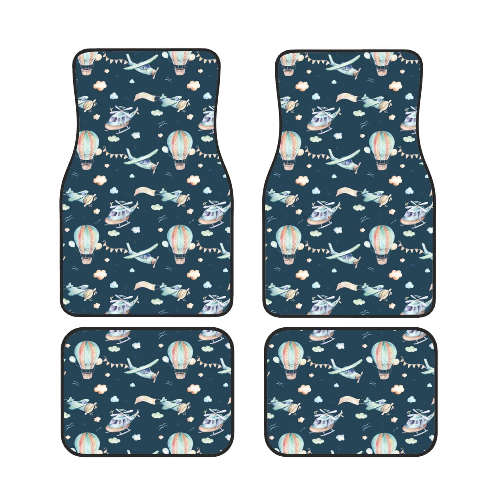 Alfombrillas de coche para viajes familiares diseño divertido de helicópteros y globos 7