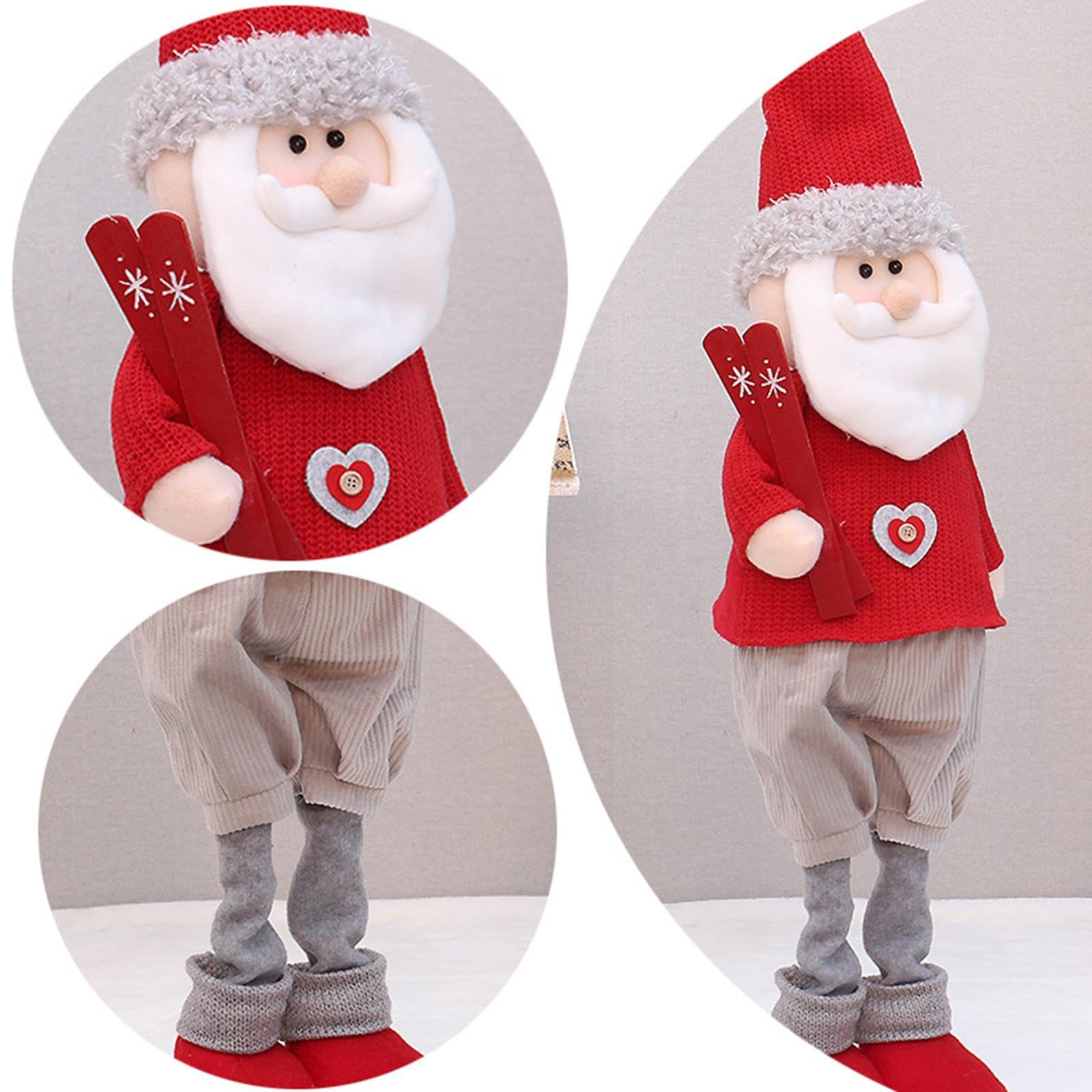 Figurita Navideña Muñeco Decorativo Telescópico Ajustable Diseño Creativo Artesanal Hecho a Mano Relleno Regalo Navideño Adecuado para Fiestas Decorac, Papá Noel, Individual