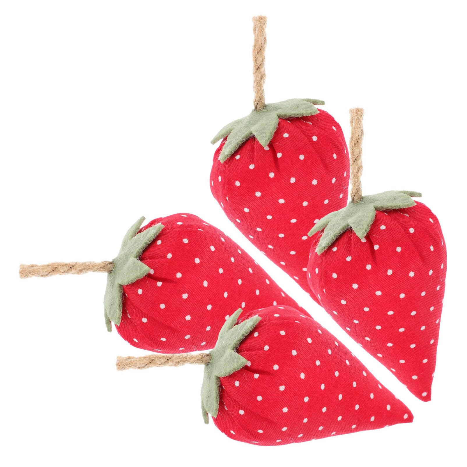 Luxshiny 4pcs Faux Fabric Strawberry Decor Fake Strawberry Vintage Artificial Cloth Strawberries Bowl Fillers for Farmhouse Spring Summer Baby Shower Wedding Decor Red