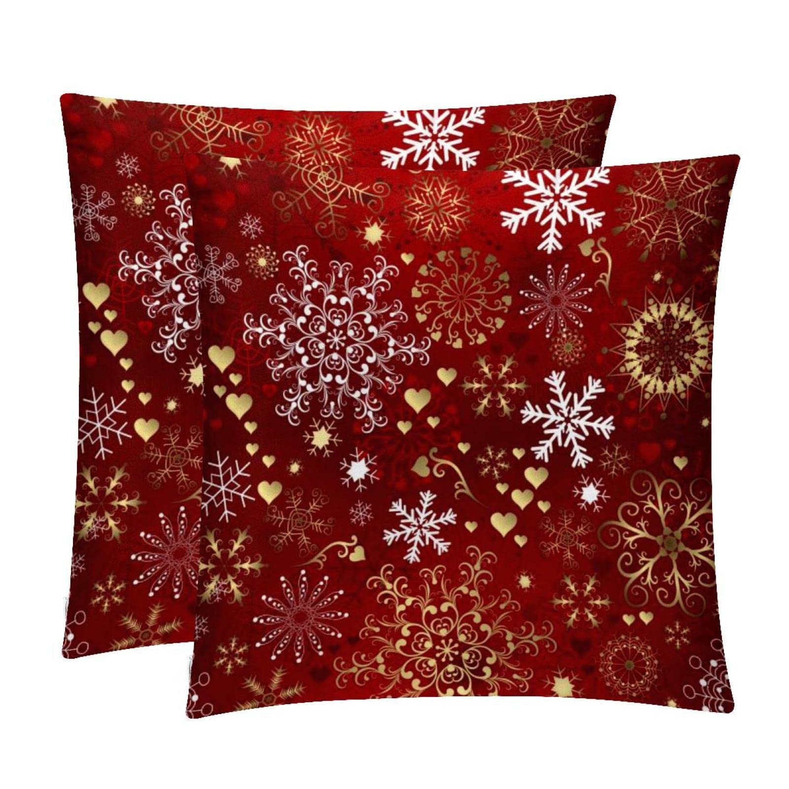 Housse de coussin lombaire rouge et or au design flocon chic
