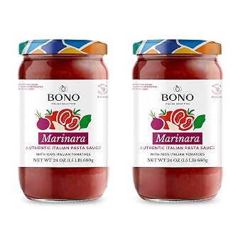 Bono Authentic Italian Pasta Sauce | Made in Tuscany with 100% Italian Tomatoes | No Artificial Colors, No Sugar Added, 24 oz Pack of 2 Marinara
