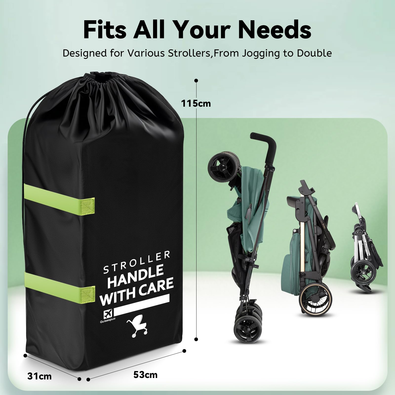 Guiseapue Stroller Bag for Airplane: Large Capacity Pram Travel Bag, Durable Pushchair and Pram Transport Bag - Image 4