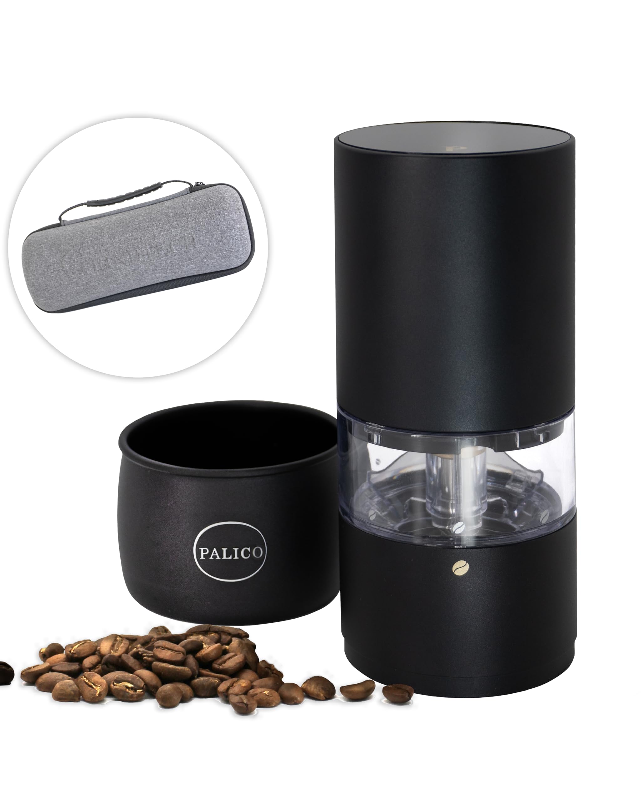 Moulin à café électrique compact doté de fraises coniques SUS durables et base sans fil