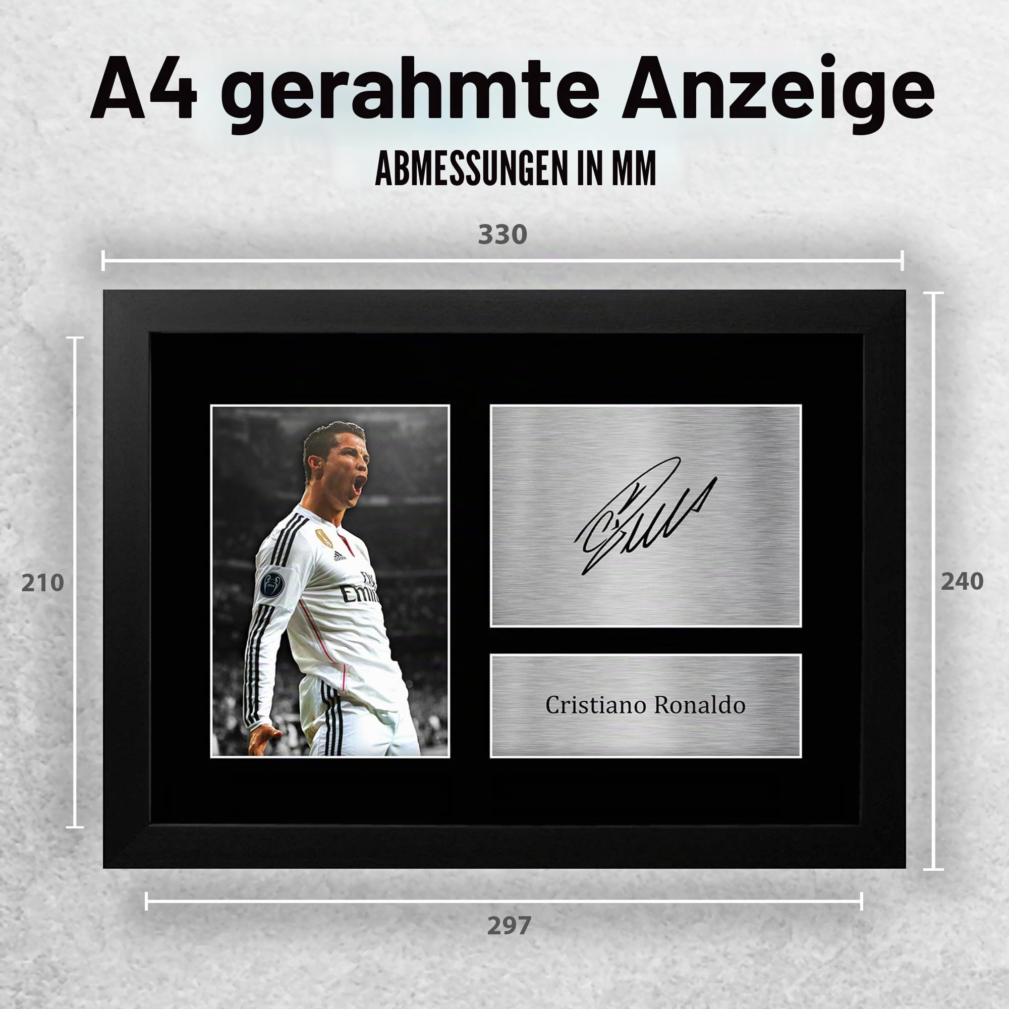 HWC Trading FR A4 Cristiano Ronaldo Real Madrid Geschenke Gedrucktes Signiertes Autogramm Foto für Fußball Anhänger and Fans - A4 Gerahmt