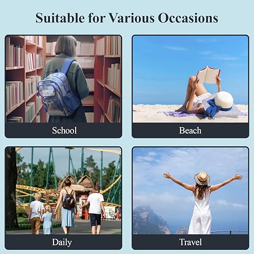 Miniatura 8 de PACKISM Mochila Transparente para la Escuela - 17 pulgadas Mochila Escolar Transparente Grande de Servicio Pesado, Mochila Transparente de PVC