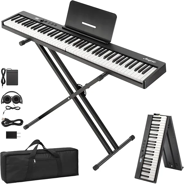 88-Key Foldable Portable Digital Piano – Lightweight Electronic Keyboard, Home & Travel Friendly, Perfect for Beginners and Advanced Players