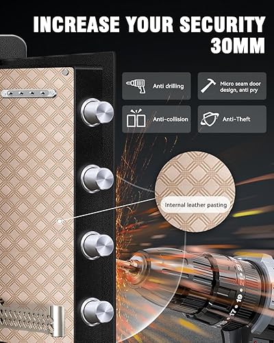 Miniatura 5 de Caja fuerte grande ignífuga impermeable para documentos de oficina en casa, 4.0 pies cúbicos, pantalla LCD de acero resistente, caja de seguridad